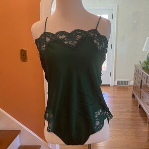 Victoria's Secret Dark Green Lace Cami Bodysuit